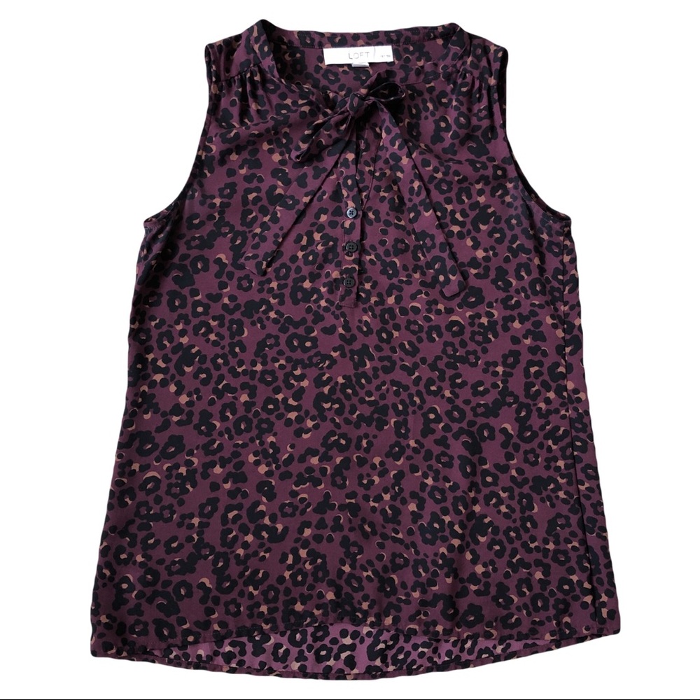 XSP LOFT gorgeous maroon leopard print shell